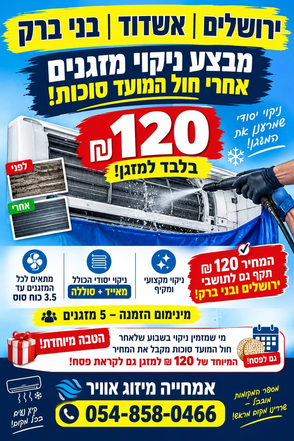 ניקוי מזגן ב-120 שקלים